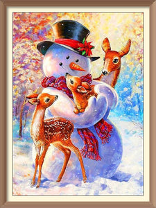 Snowman with Spotted Deer
