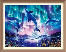 Dolphins jumping in the Night - Diamond Paintings - Diamond Art - Paint With Diamonds - Legendary DIY - Best price - Premium - Free Shipping - Arts and Crafts