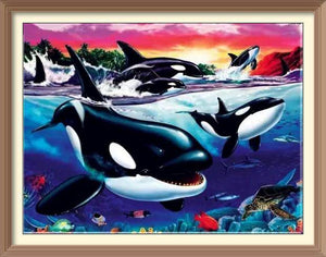 Whales on Sunset - Diamond Paintings - Diamond Art - Paint With Diamonds - Legendary DIY - Best price - Premium - Free Shipping - Arts and Crafts