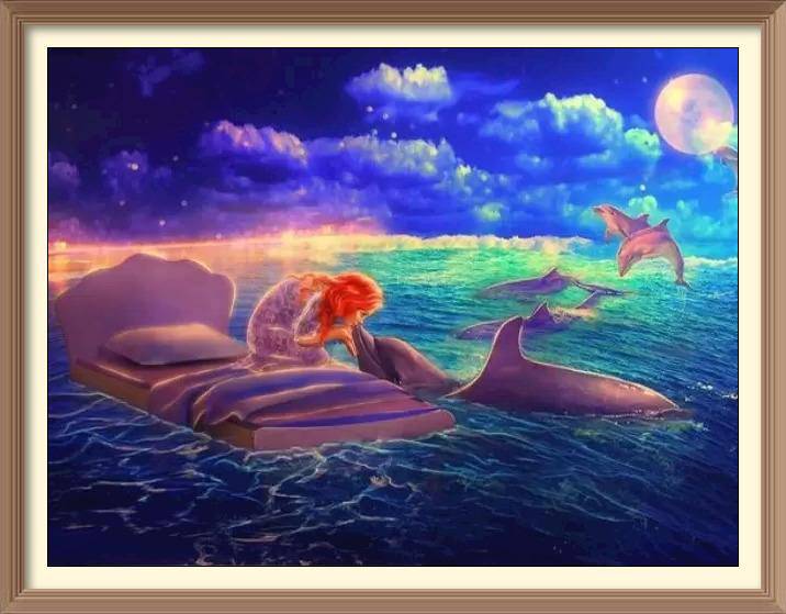 Mermaid and the Dolphin - Diamond Paintings - Diamond Art - Paint With Diamonds - Legendary DIY - Best price - Premium - Free Shipping - Arts and Crafts
