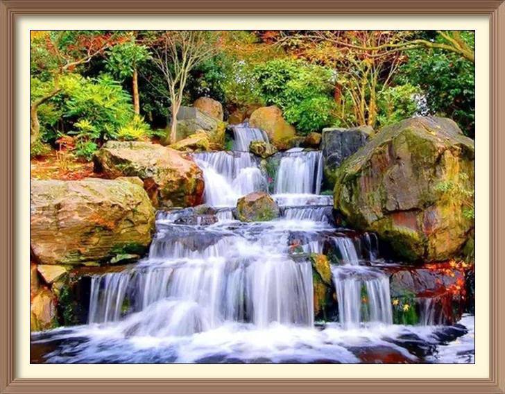Waterfall in Primary Forest 11 - Diamond Paintings - Diamond Art - Paint With Diamonds - Legendary DIY  | Free shipping | 50% Off