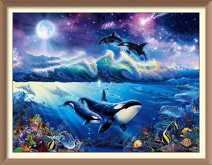 Whales under the Moonlight - Diamond Paintings - Diamond Art - Paint With Diamonds - Legendary DIY - Best price - Premium - Free Shipping - Arts and Crafts