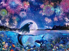 Whales under Firework Night - Diamond Paintings - Diamond Art - Paint With Diamonds - Legendary DIY  | Free shipping | 50% Off
