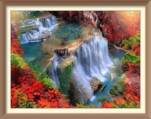 Waterfall in Primary Forest 6 - Diamond Paintings - Diamond Art - Paint With Diamonds - Legendary DIY  | Free shipping | 50% Off