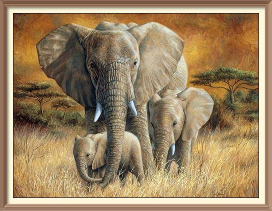Elephant Family 2 - Diamond Paintings - Diamond Art - Paint With Diamonds - Legendary DIY  | Free shipping | 50% Off