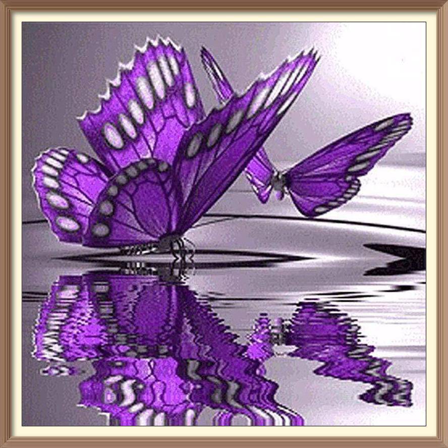 Purple Butterflies On Water - Diamond Paintings - Diamond Art - Paint With Diamonds - Legendary DIY - Best price - Premium - Free Shipping - Arts and Crafts