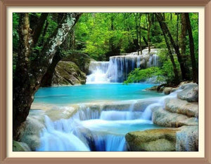 Waterfall in Primary Forest 5 - Diamond Paintings - Diamond Art - Paint With Diamonds - Legendary DIY  | Free shipping | 50% Off