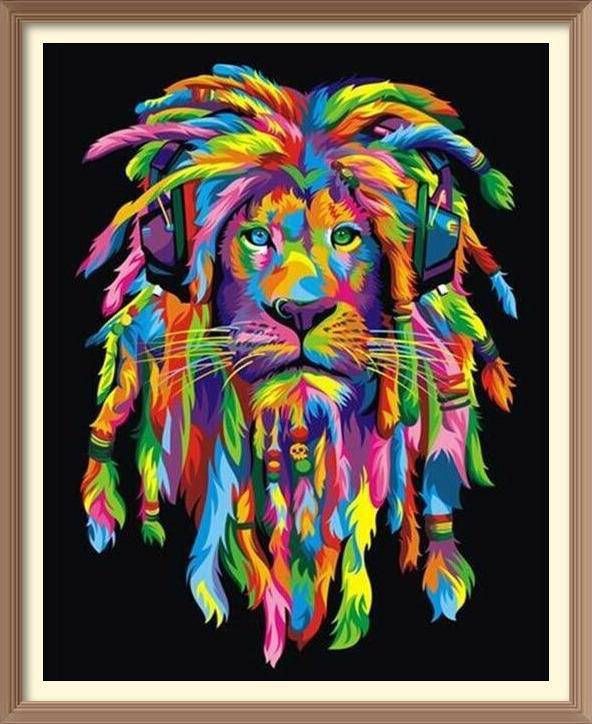 Multicolored Hiphop Style Lion - Diamond Paintings - Diamond Art - Paint With Diamonds - Legendary DIY  | Free shipping | 50% Off