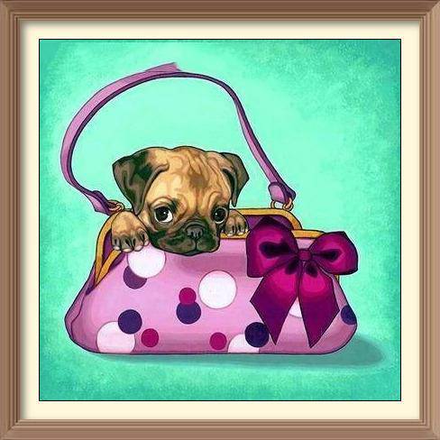 Puppy And Purple Handbag - Diamond Paintings - Diamond Art - Paint With Diamonds - Legendary DIY  | Free shipping | 50% Off