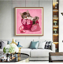 Brown Kitten In Red Handbag - Diamond Paintings - Diamond Art - Paint With Diamonds - Legendary DIY  | Free shipping | 50% Off